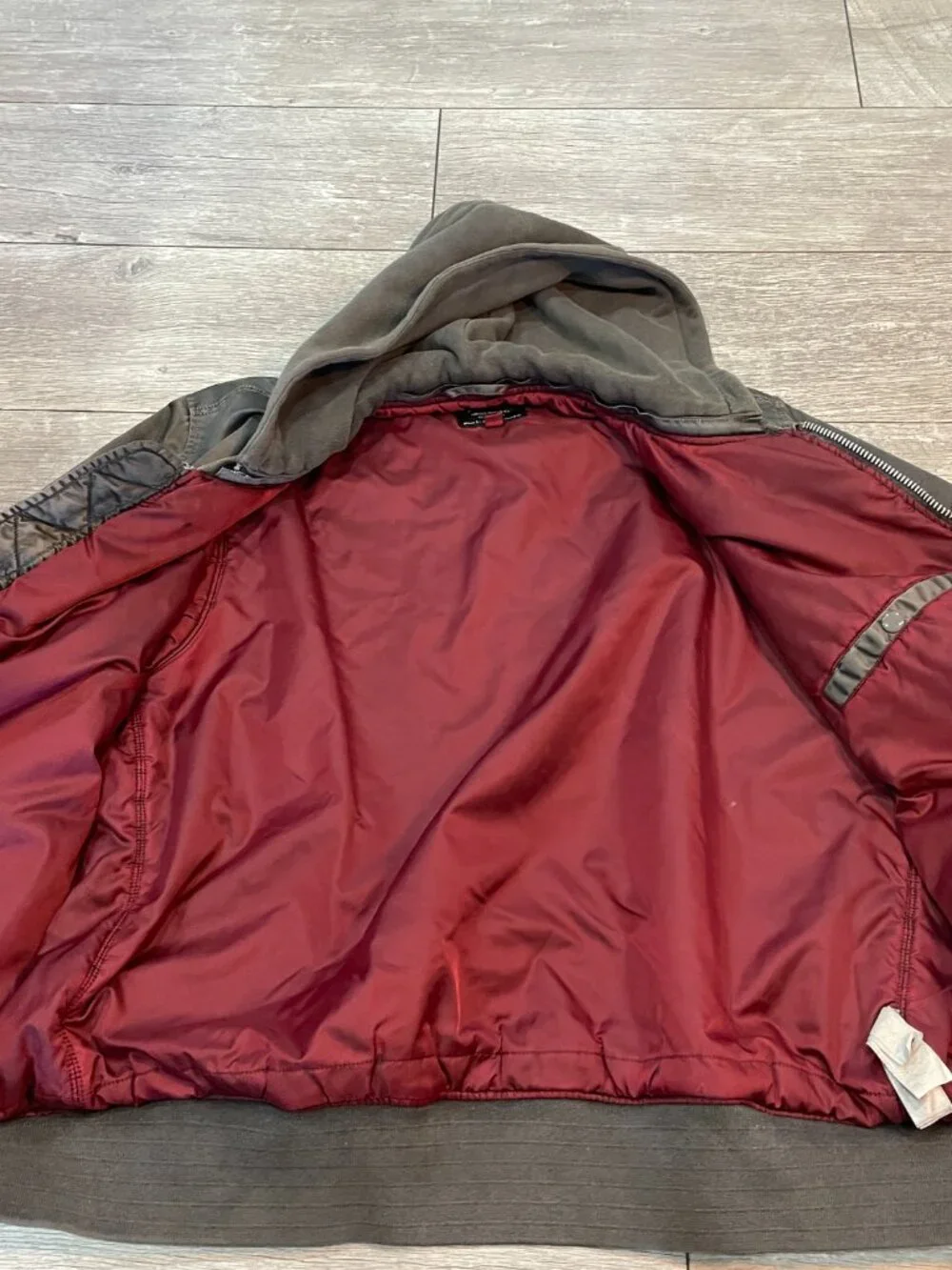 Alpha Industries MA-1 Bomber Jacket Hooded Gray XL Military Flight Jacket - Picture 6 of 12
